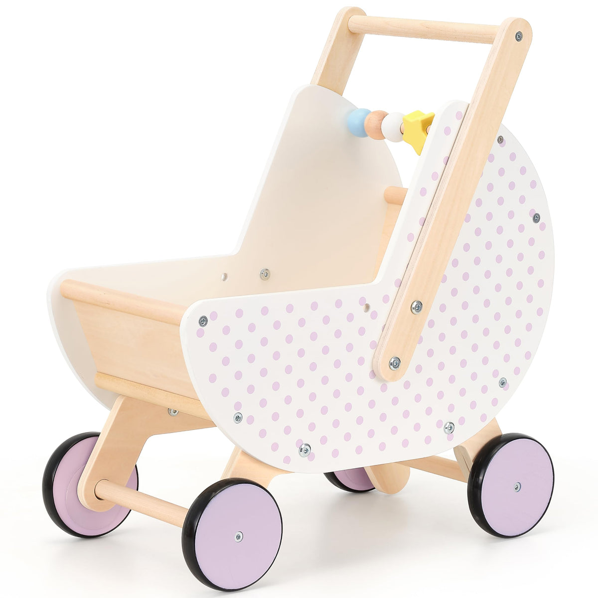 Pillowhale wooden baby walker front view promotes steady steps and exploration.