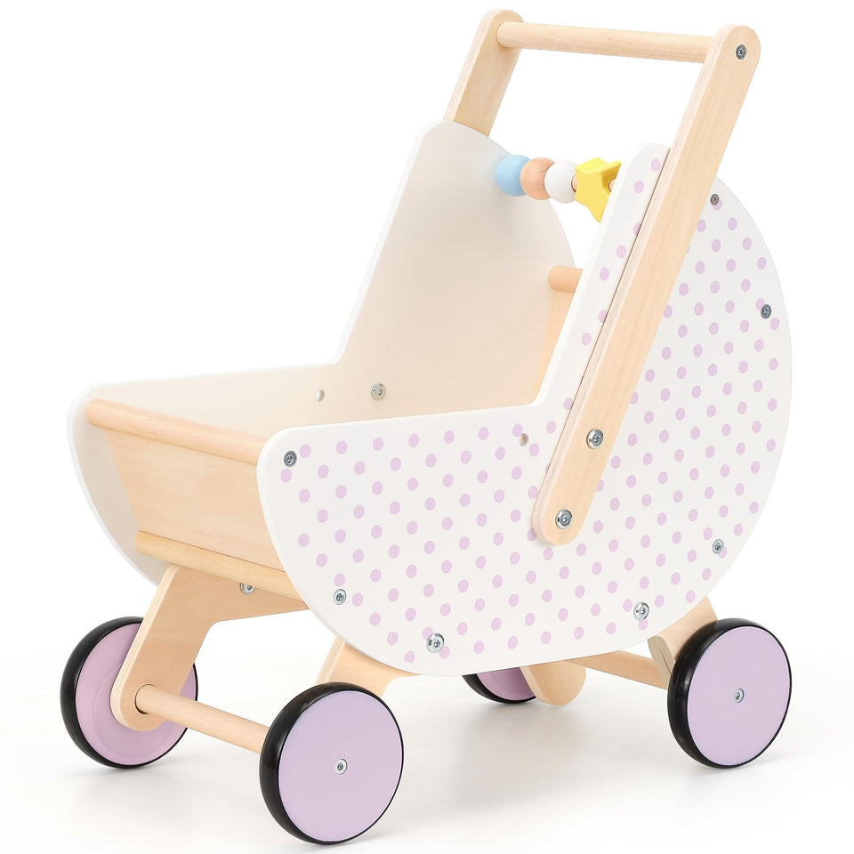 Pillowhale wooden baby walker front view promotes steady steps and exploration.