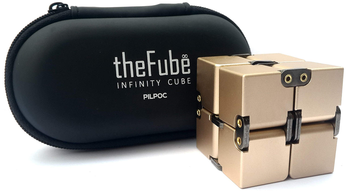 PILPOC theFube Infinity Cube gold close-up of tactile buttons for focus.