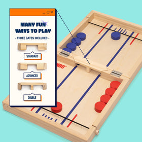 PINBO Wooden surface close-up shows premium craftsmanship and smooth puck action.