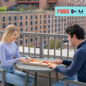 PINBO Board surface close-up shows durable wood finish.