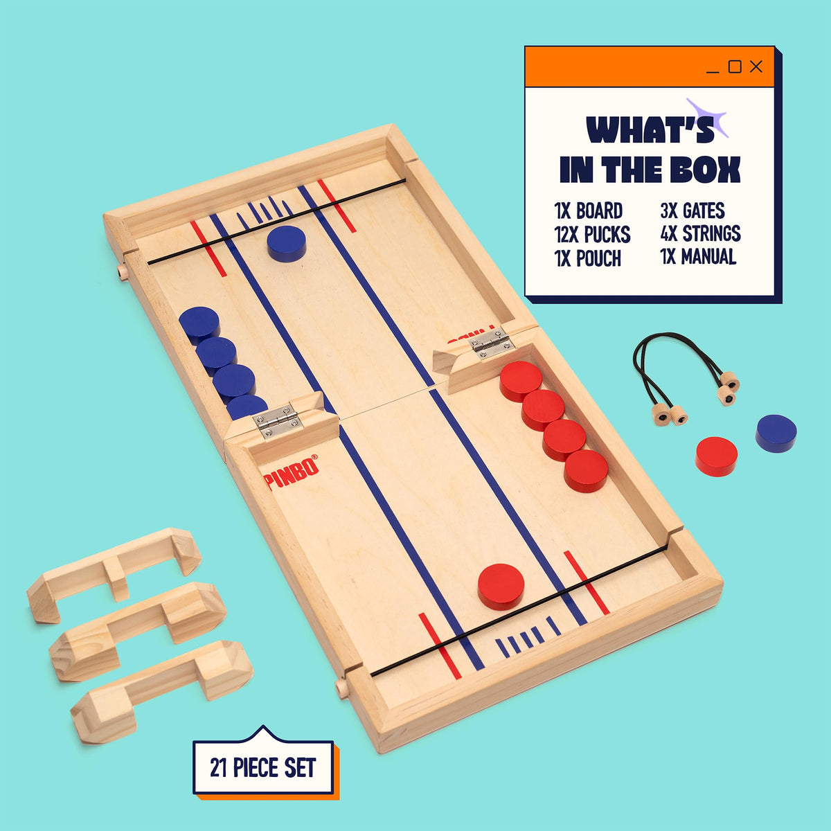 PINBO Travel-friendly 18-inch board shown in compact fold for portability.