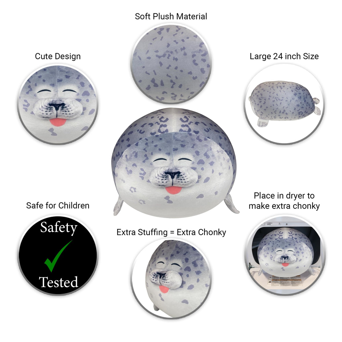 Pineapple Giant Seal Plush 24in offers big, huggable comfort.