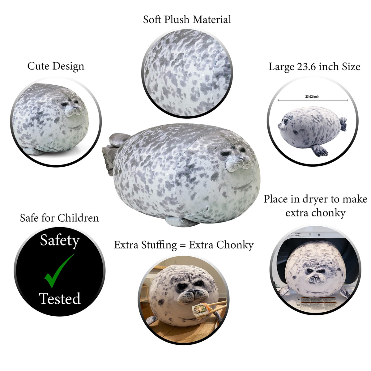 Pineapple seal plush stuffed toy provides a soft texture for snuggling.