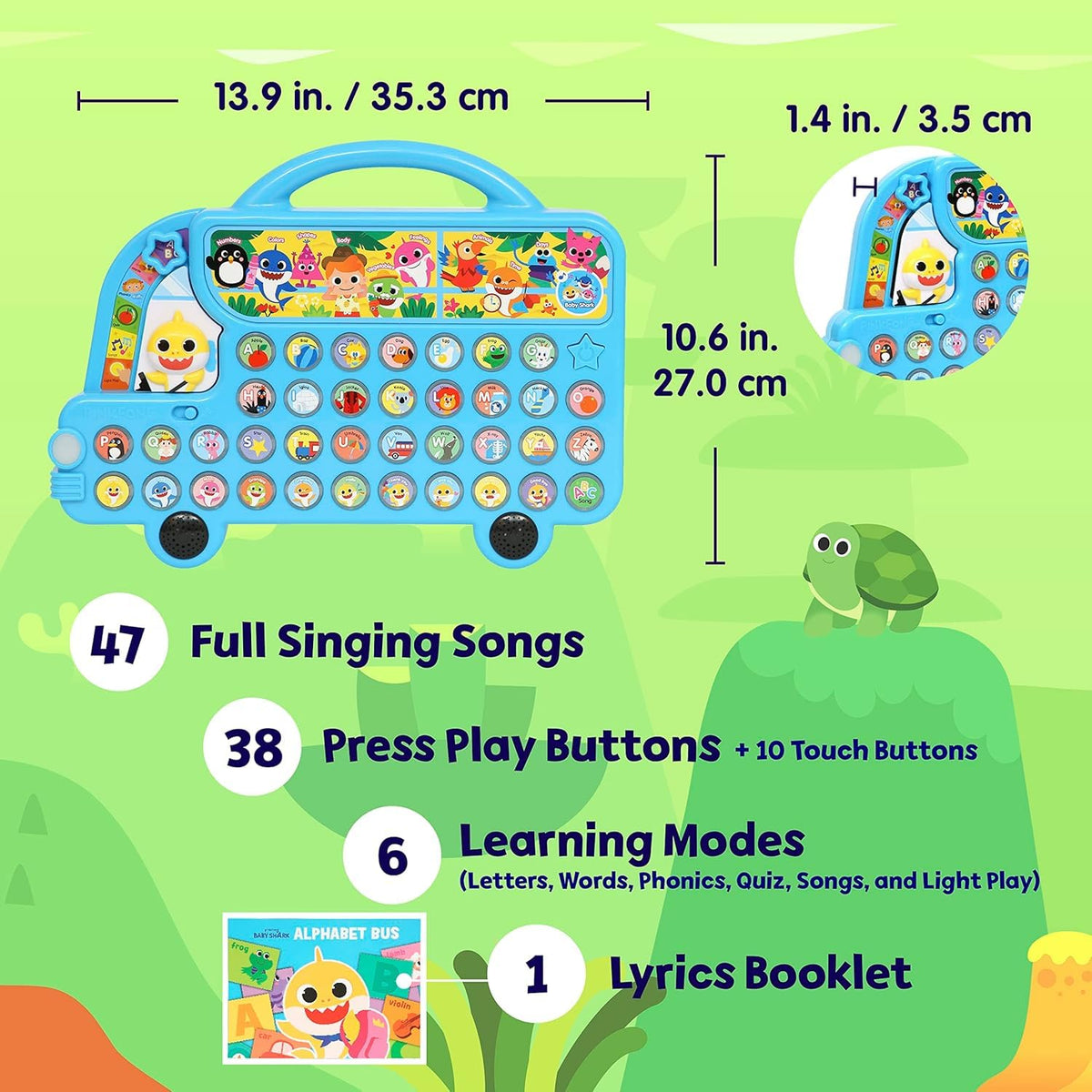 Pinkfong Baby Shark ABC Bus driver figure engages kids during play.
