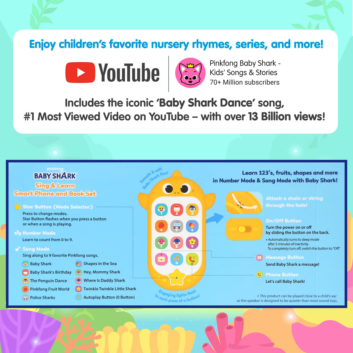 Pinkfong Baby Shark attachable chain for portable, on-the-go play sessions.