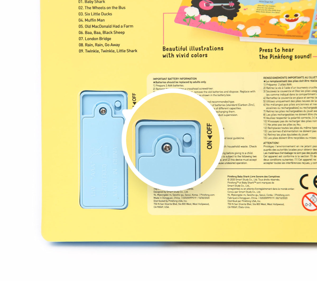 Pinkfong Baby Shark battery safety cover keeps batteries secure