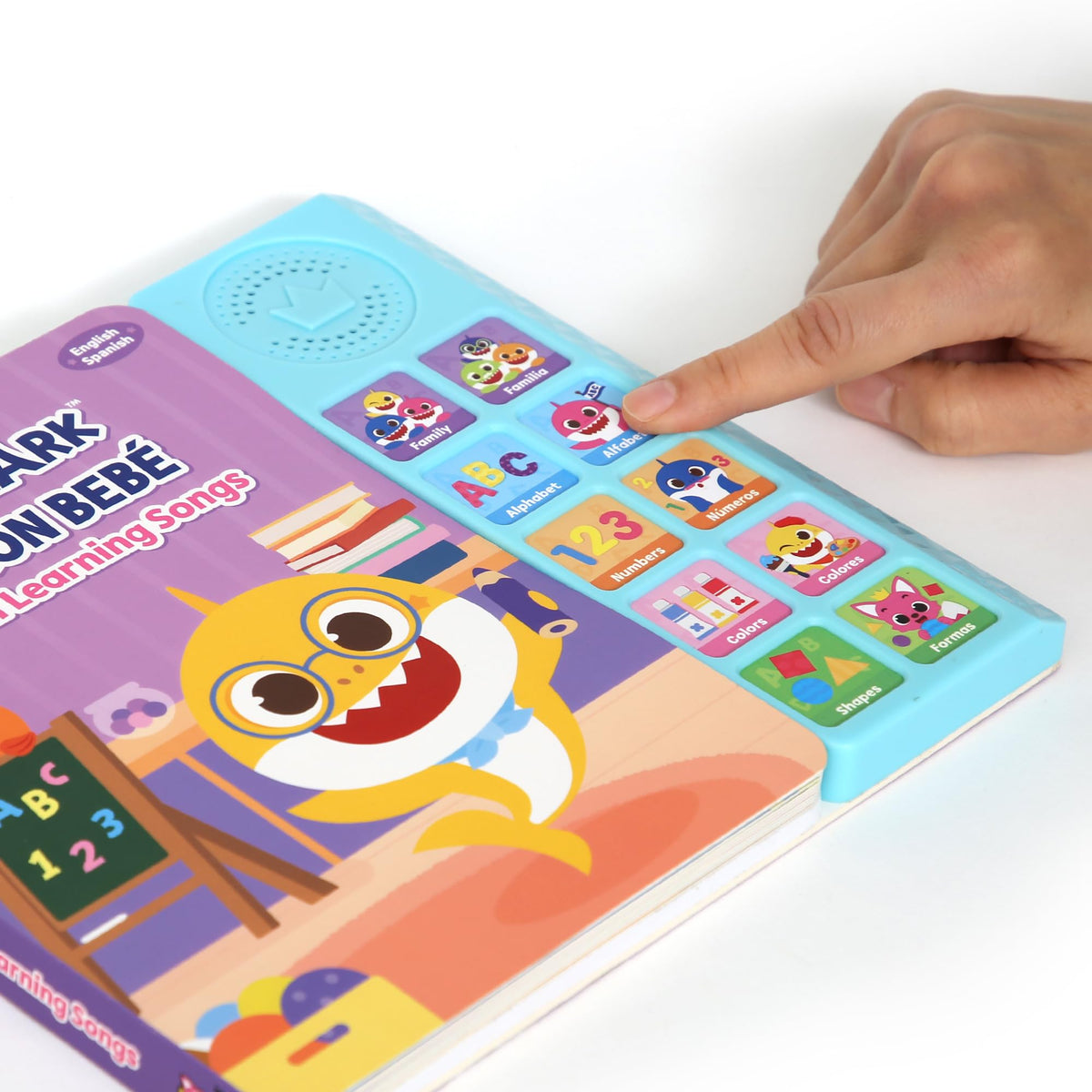 Pinkfong Baby Shark buttons provide engaging English and Spanish songs.