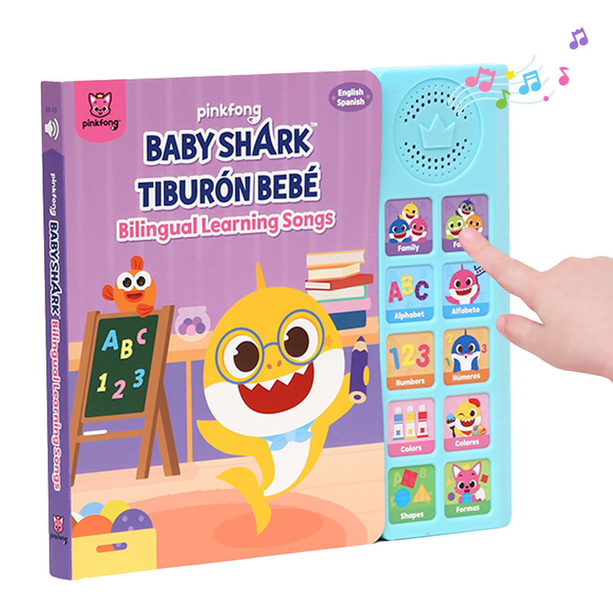 Pinkfong Baby Shark bilingual sound book cover invites language exploration.