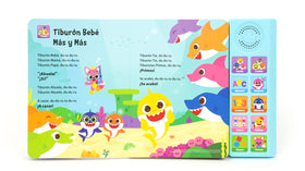 Pinkfong Baby Shark kid pressing buttons for motor skill play.