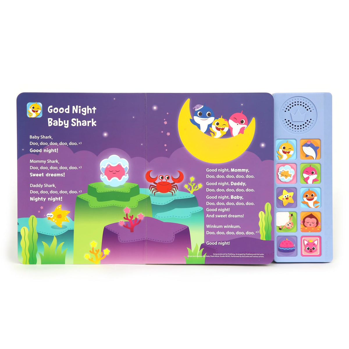 Pinkfong Baby Shark illustrated pages supporting visual storytelling during song time.
