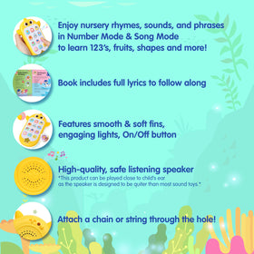 Pinkfong Baby Shark LED lights provide vivid visual cues during songs.