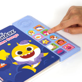 Pinkfong Baby Shark lyrics on pages inviting children to read and sing along.