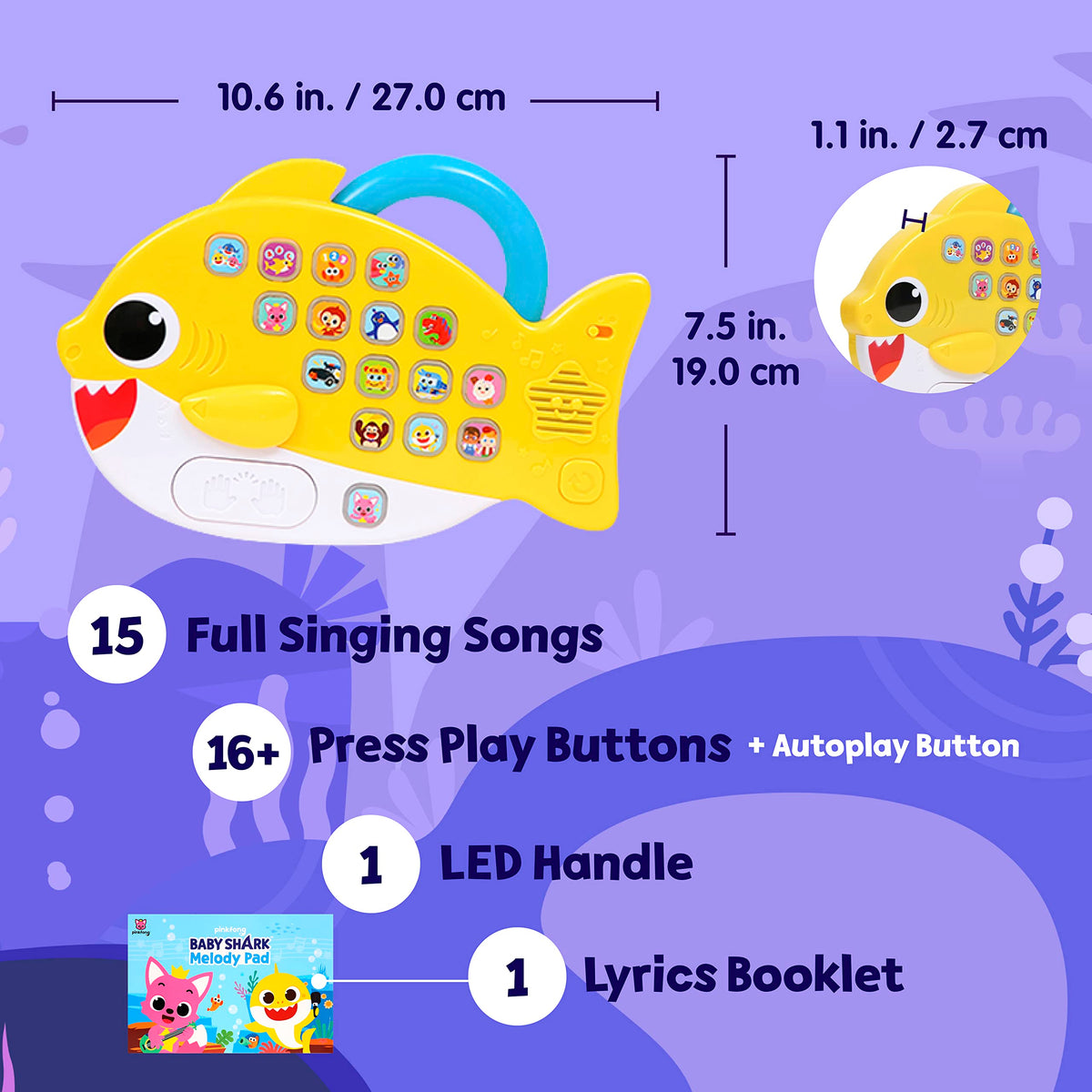 Pinkfong Baby Shark Melody Pad autoplay button for sing-alongs