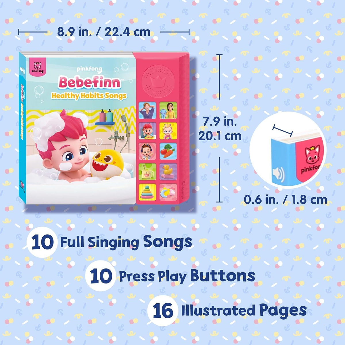 Pinkfong Bebefinn 10-buttons closeup showcases interactive play and quick sound feedback