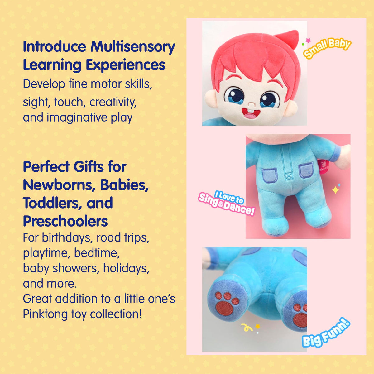 Pinkfong Bebefinn plush ideal for babies, toddlers, and preschoolers on travel