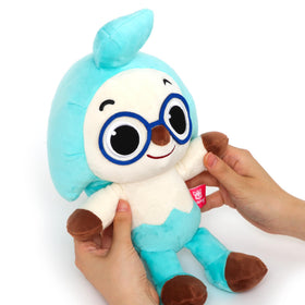 Pinkfong Hogi plush size 12-inch fits small hands for easy squeezing.