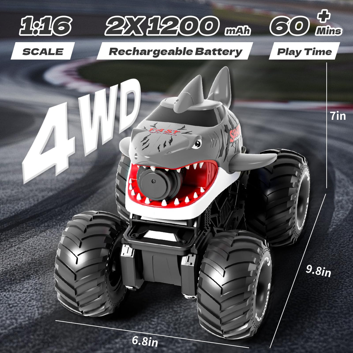 pinkking All-terrain 4WD RC Car handles mud, sand, and grass.