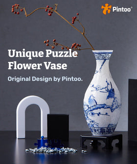 Pintoo 3D Puzzle Vase assembled display showcases creative craftsmanship