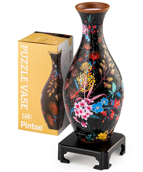 Pintoo 3D puzzle vase assembly shown as a unique decorative centerpiece