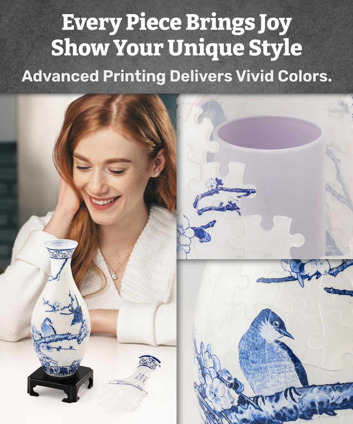 Pintoo 3D Puzzle Vase with detachable water cup enables easy setup
