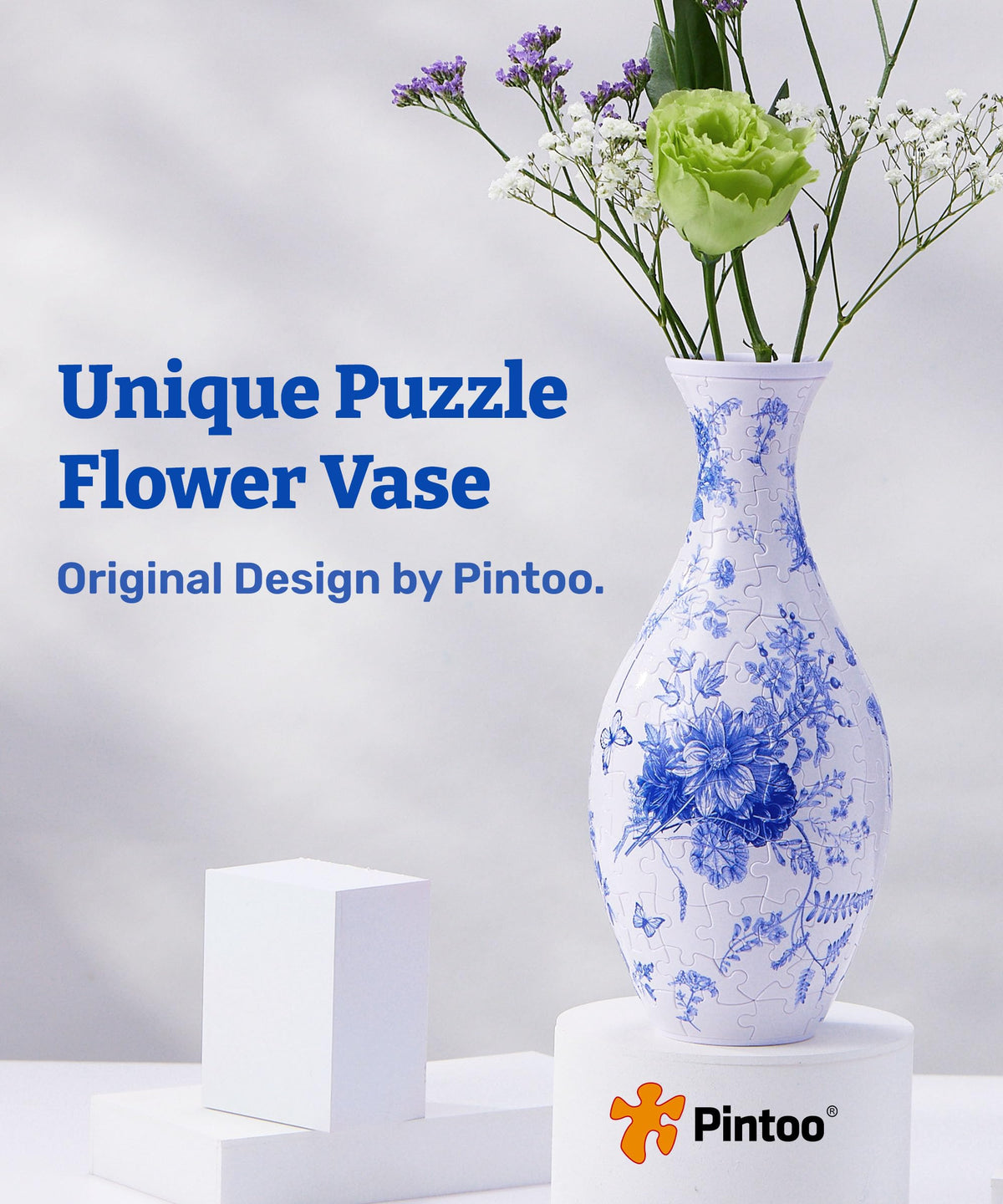 Pintoo 3D Puzzle Vase with detachable water cup enables easy water changes for flowers