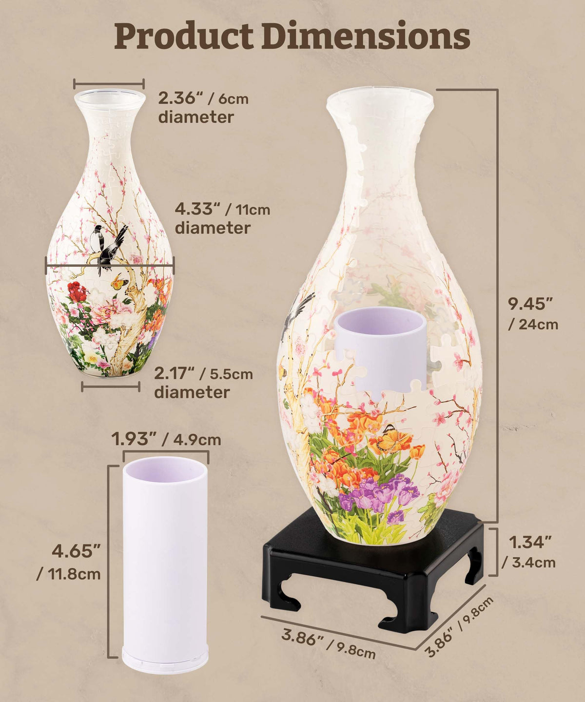 Pintoo Indigo Age vase shown beside bouquet for elegant interior accents