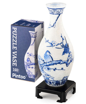 Pintoo 3D Puzzle Vase with translucent magpies on plum tree decor