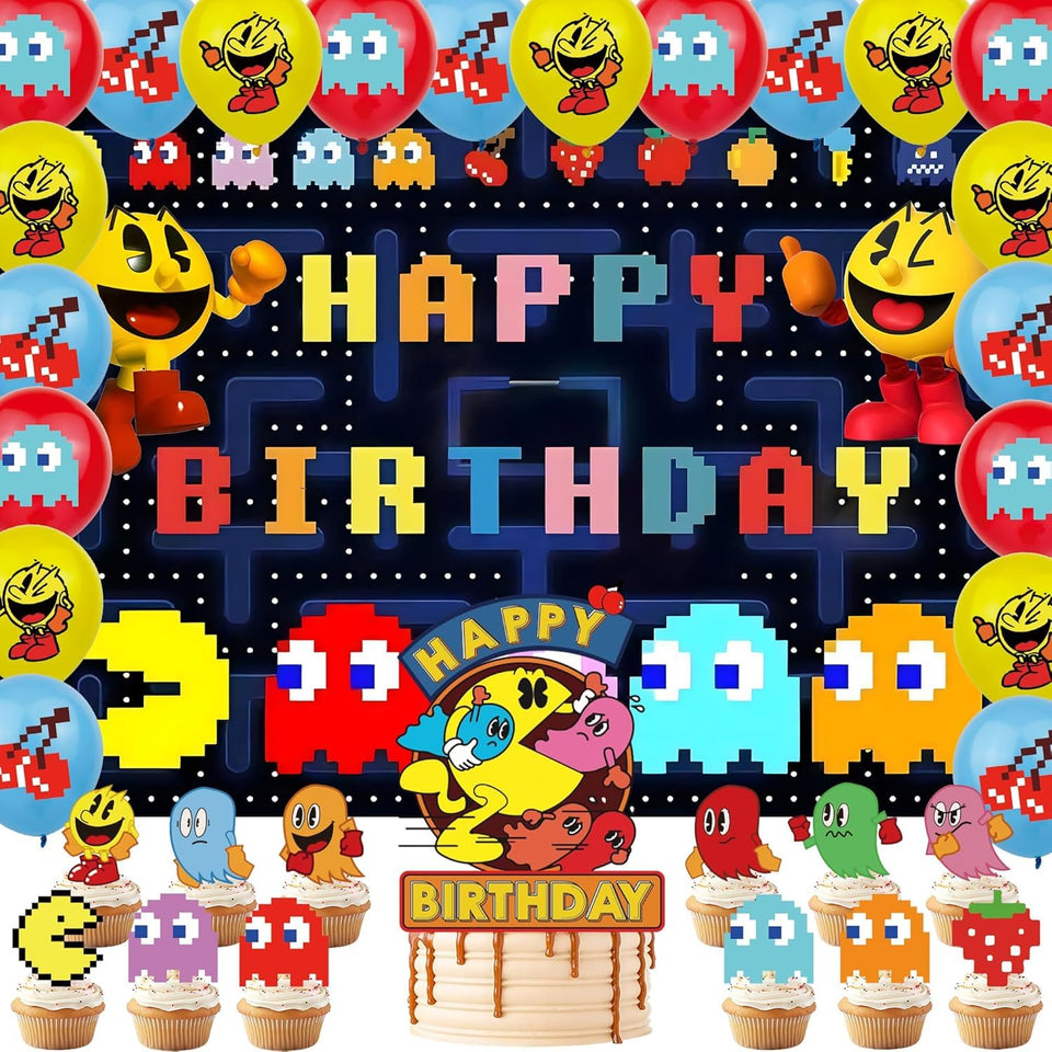 PINUO Pac Ghost background 5x3ft for vibrant party photos at Pacman events
