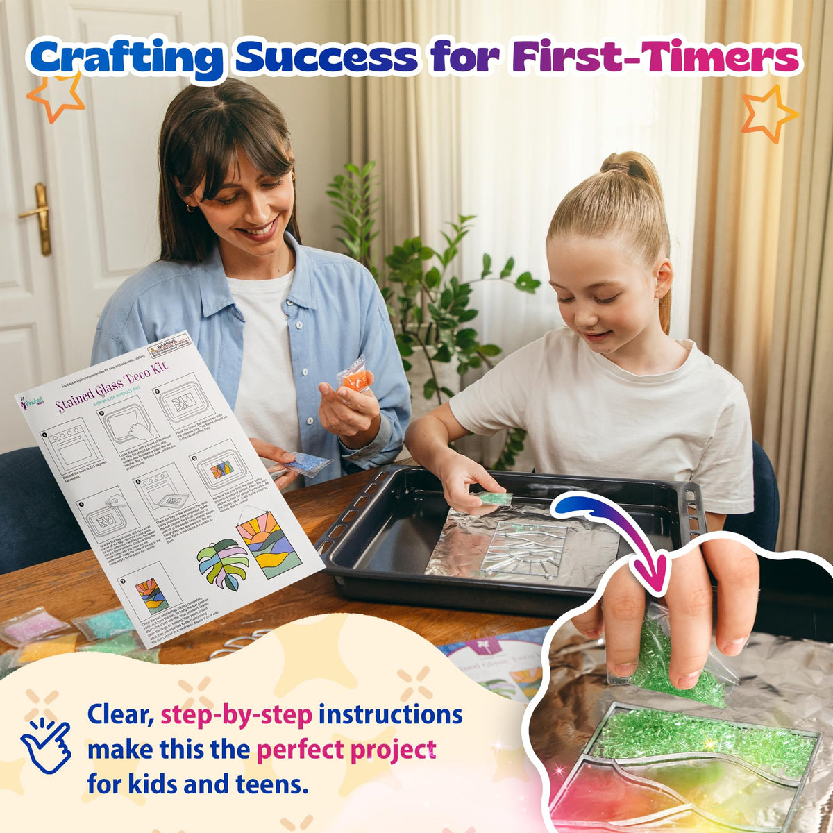 Pinwheel Crafts 12-bead kit offers bright suncatchers for kids and teens.