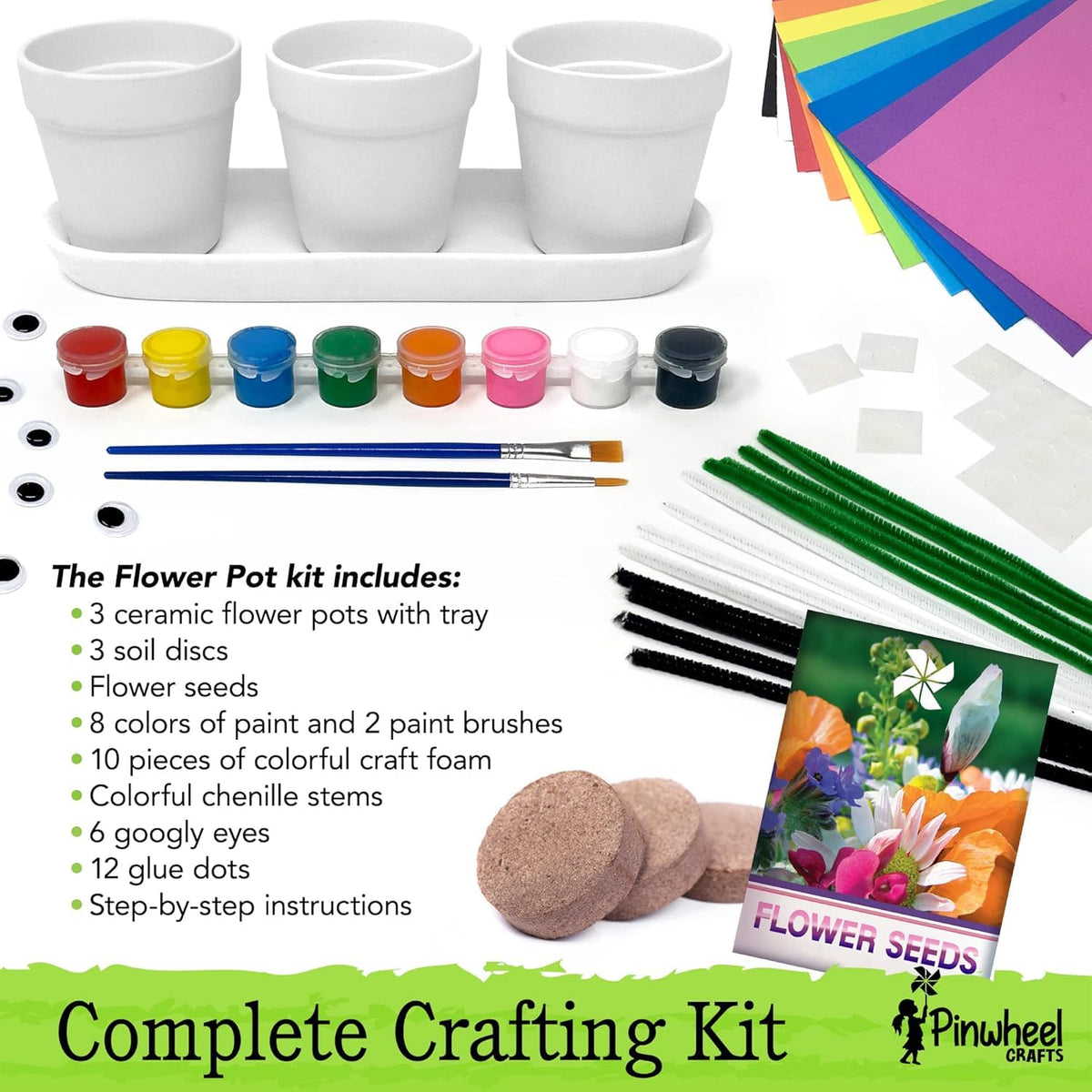 Pinwheel Crafts flower pot painting kit ceramic pots invite kids to personalize planters