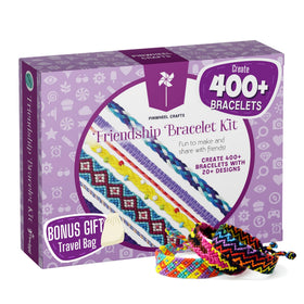 Pinwheel Crafts friendship bracelet kit packaging showing organized storage for on-the-go crafting