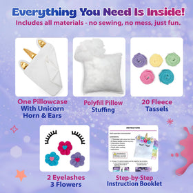 Pinwheel Crafts Unicorn Pillow Kit unicorn horn and ears add cute, decorative flair.