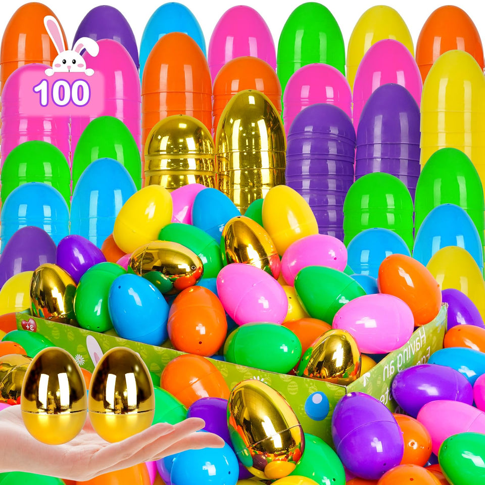 PIONJOY 100pcs fillable Easter eggs in a 24inch collection for hunts