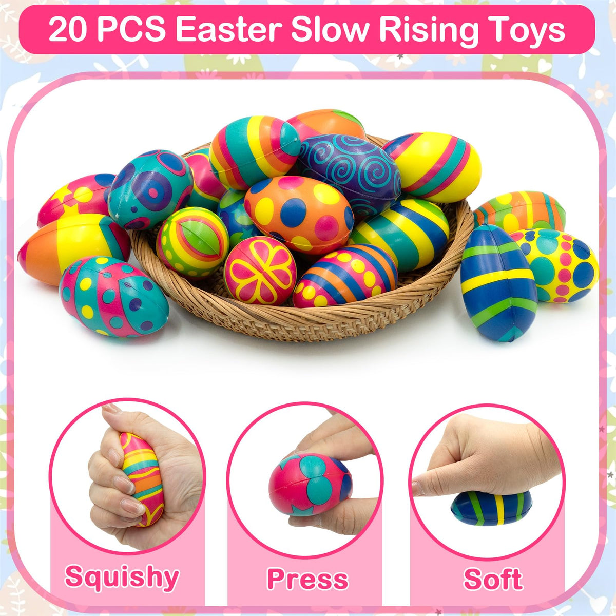 PIONJOY colorful squishy eggs close-up showing vibrant hues and texture