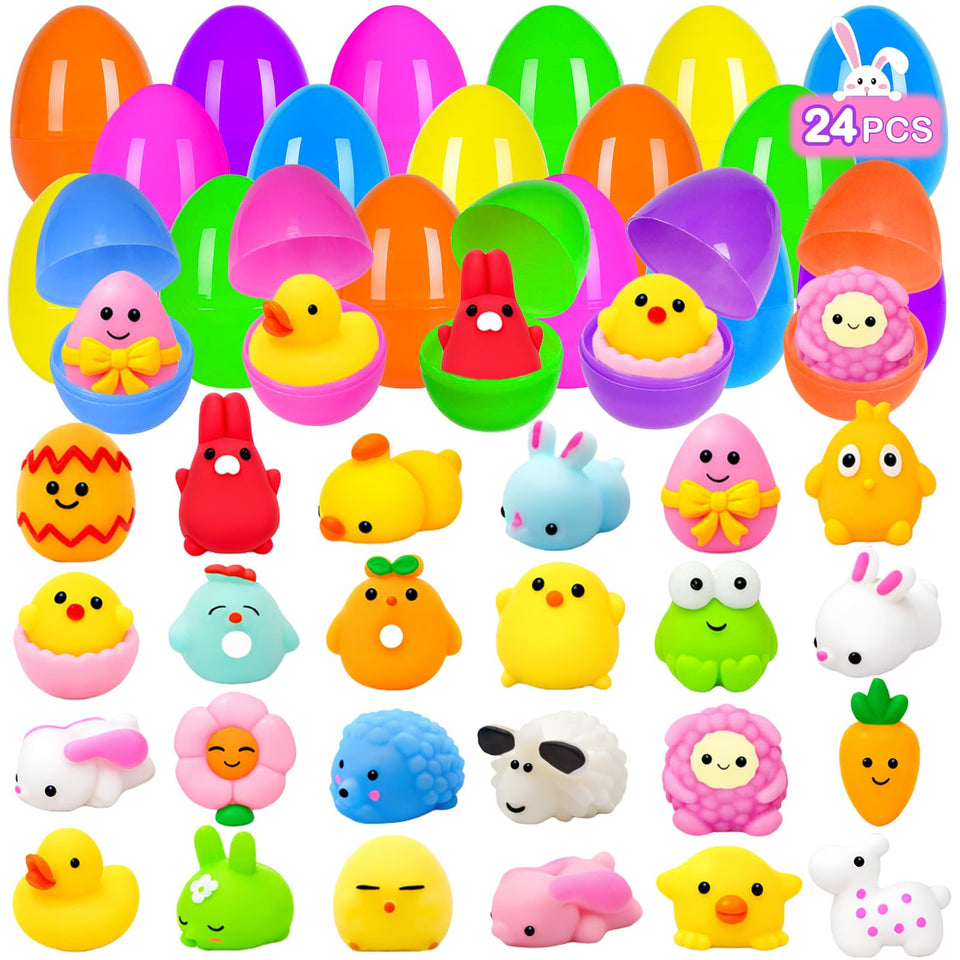 PIONJOY Easter egg filler 24 pack with mochi squishy toys for kids' baskets