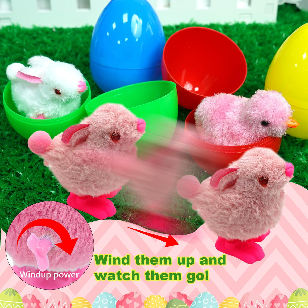 Pionjoy colorful eggs enhance party decor and Easter displays.