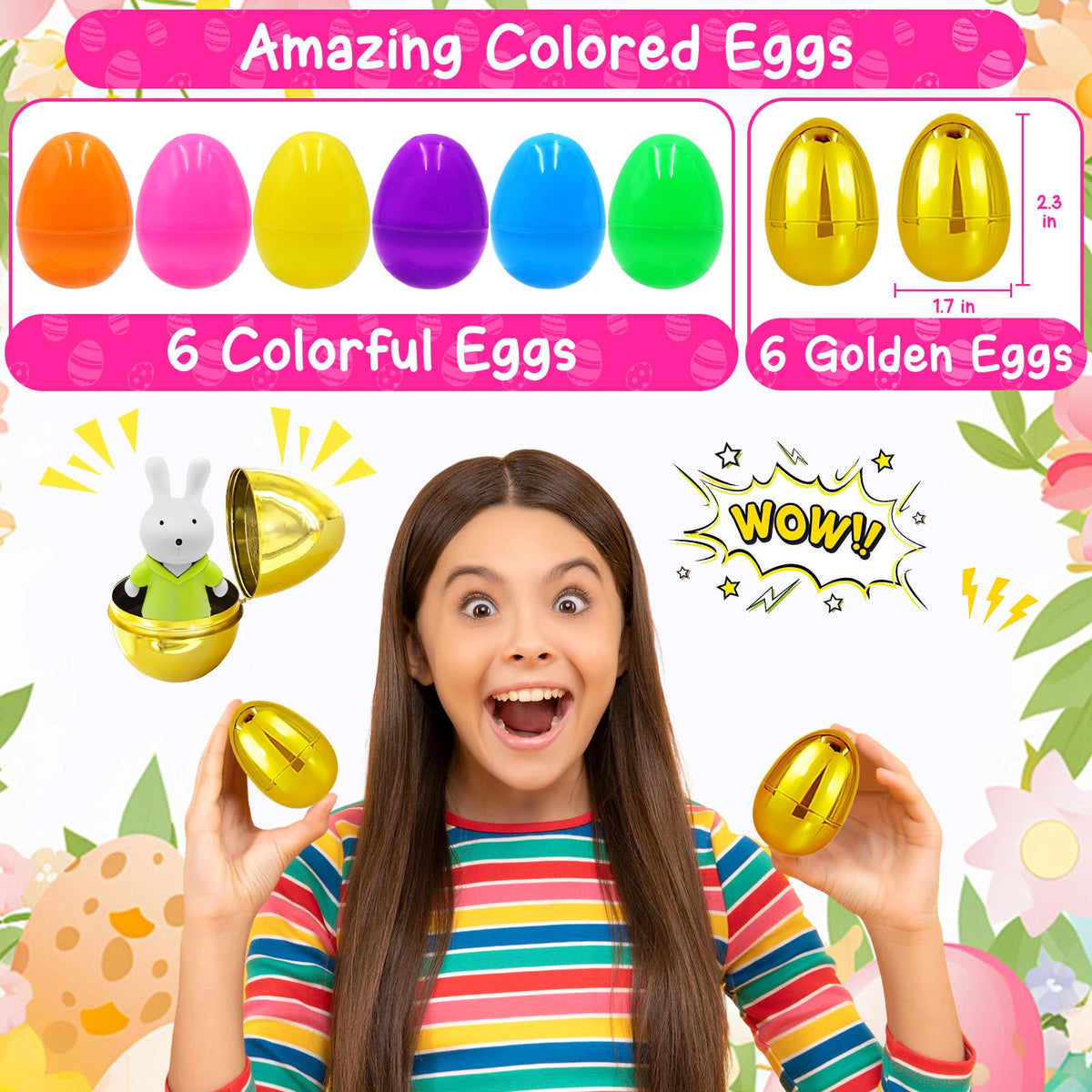 PIONJOY Easter eggs with non-toxic, durable toys for safe play