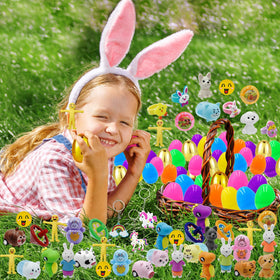 PIONJOY Easter egg hunt setup with festive eggs and fillers ready for gifting.
