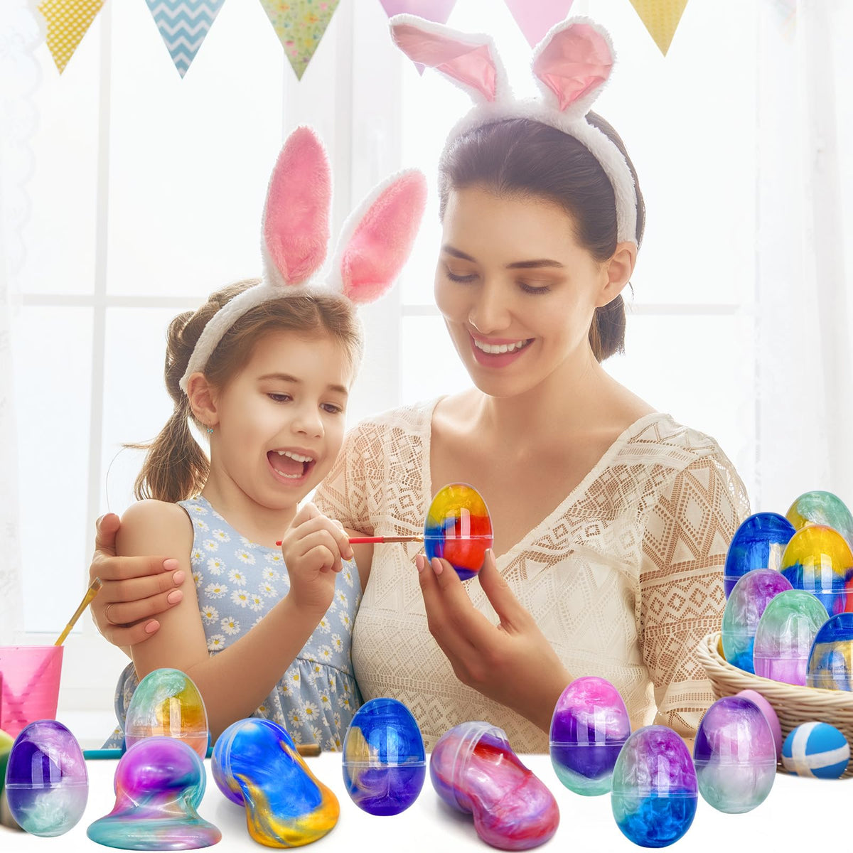 PIONJOY Easter party favors let kids stretch, bounce, and sculpt galaxy slime