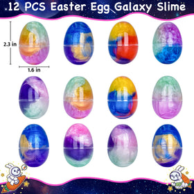 PIONJOY Galaxy Slime Egg box showcases 12 prefilled eggs for easy gifting.