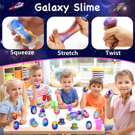 PIONJOY Galaxy Slime Egg opening highlights user-friendly design with durable shells.