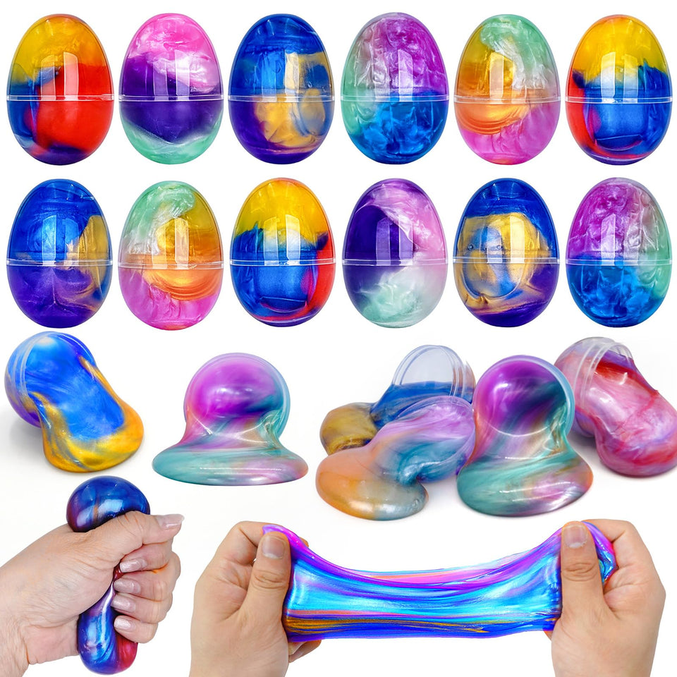 PIONJOY Galaxy Slime Egg pack displays vibrant slime and kid-friendly packaging for Easter fun.