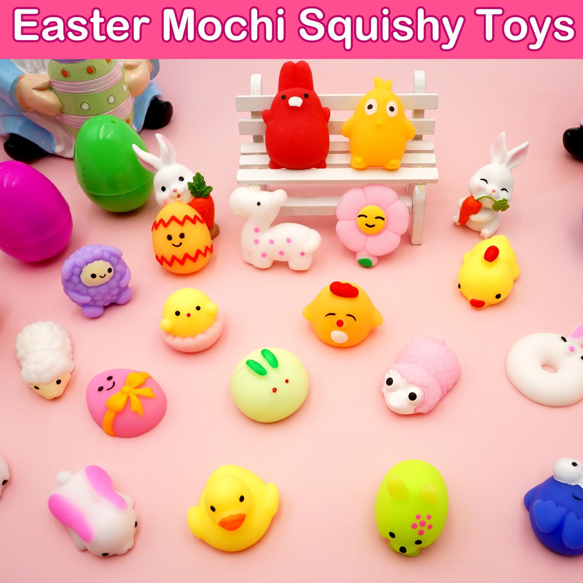 PIONJOY gift box packaging showcasing the 24-pack Easter fillers.