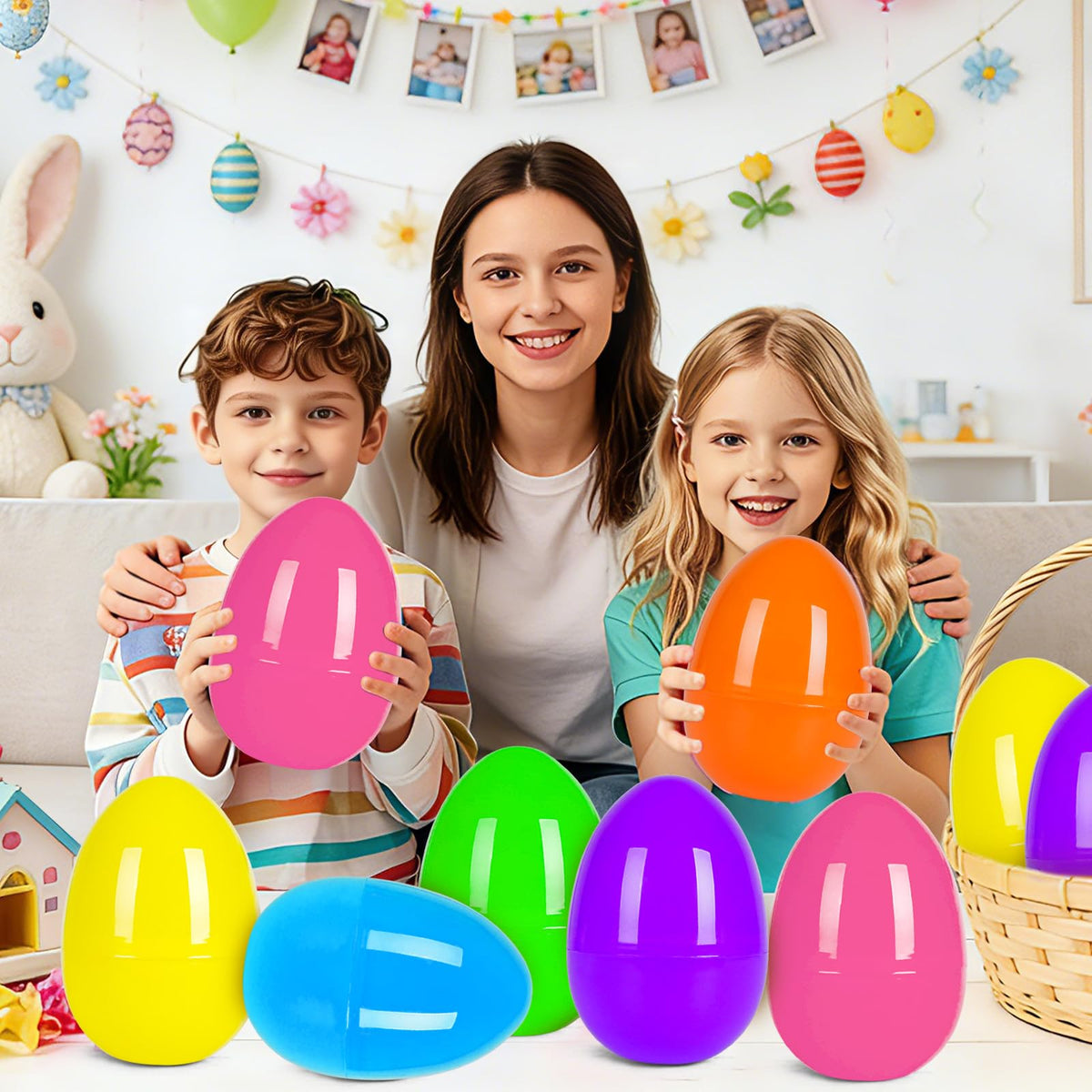 PIONJOY jumbo Easter egg blue, open and close, sturdy for indoor and outdoor play.