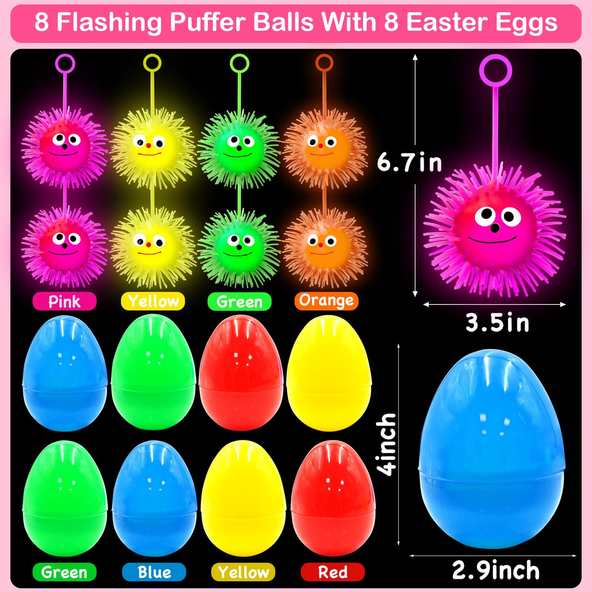 PIONJOY jumbo Easter egg with green LED puffer ball for glowing hunt