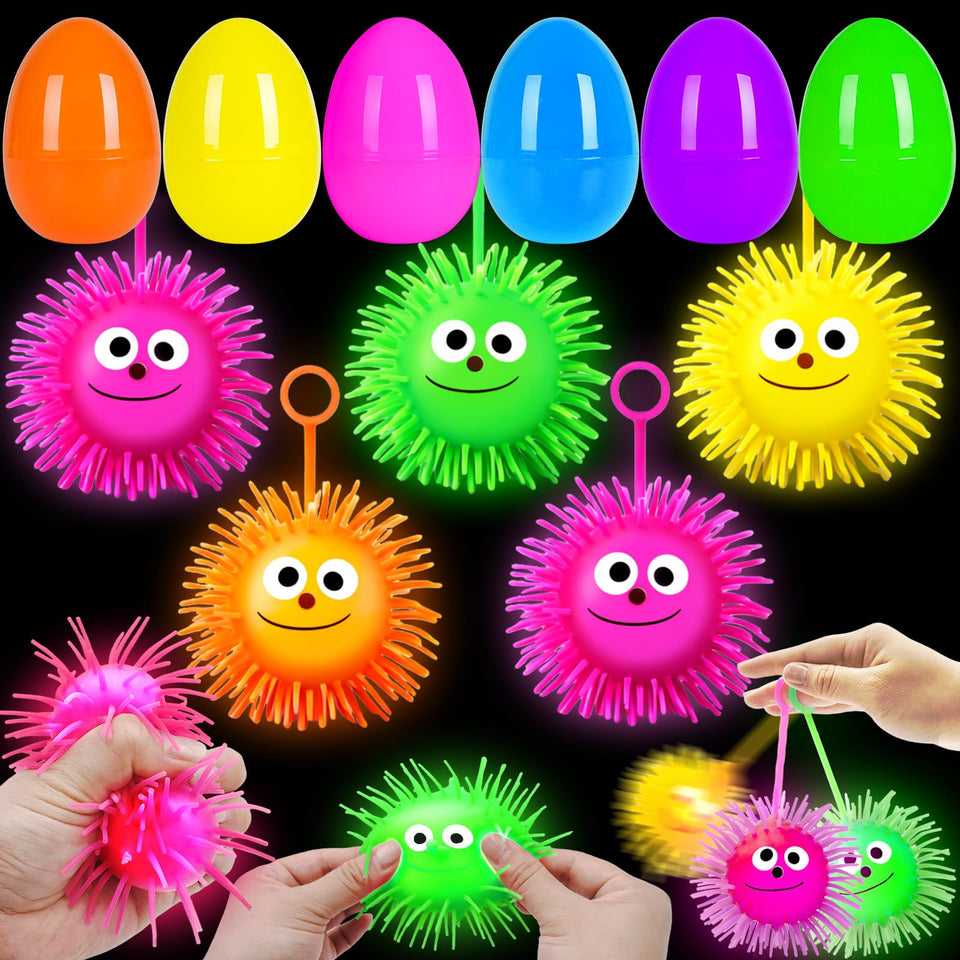 PIONJOY jumbo Easter egg with pink LED puffer ball for bright Easter play