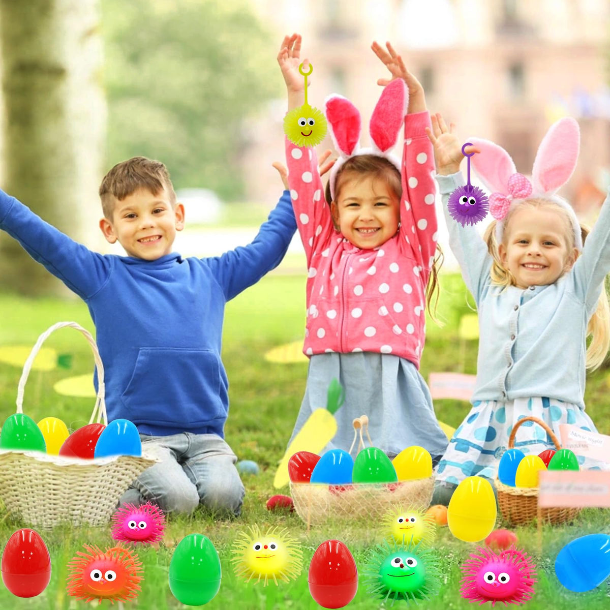 PIONJOY jumbo Easter egg with purple LED puffer ball for party fun
