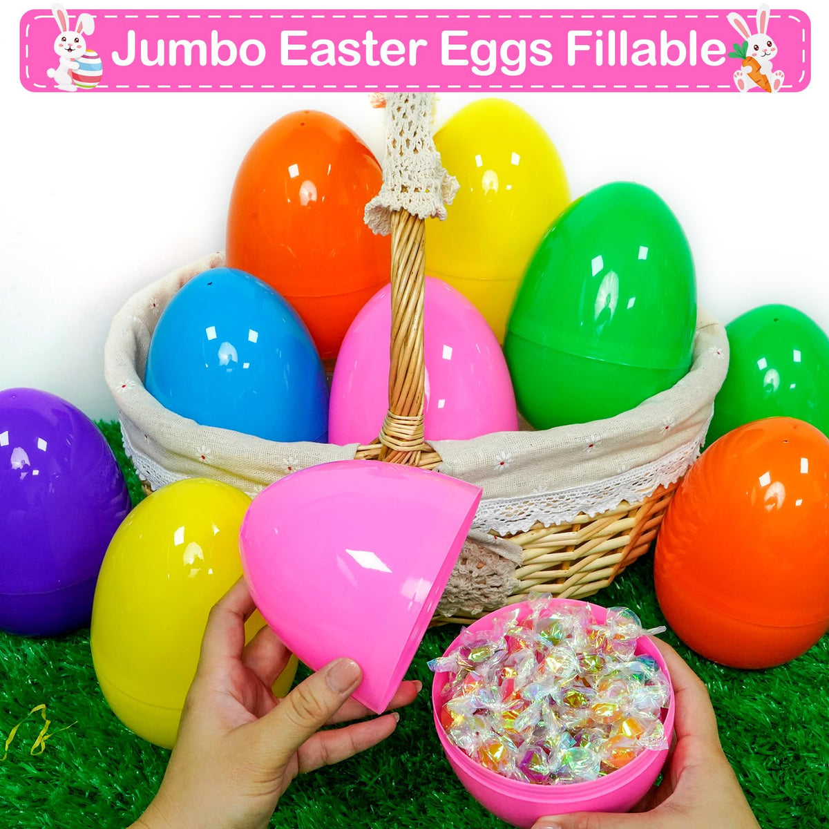 PIONJOY jumbo Easter egg yellow, prize-hunt friendly and decorative.