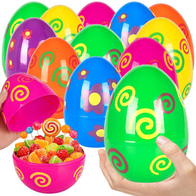 PIONJOY large Easter eggs 6-inch pack with bold prints for egg hunts.
